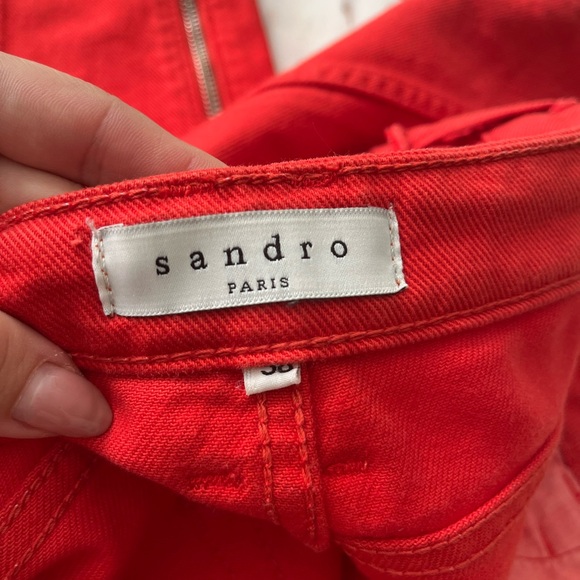 Sandro red jeans with side zipper size 38 - Picture 4 of 9